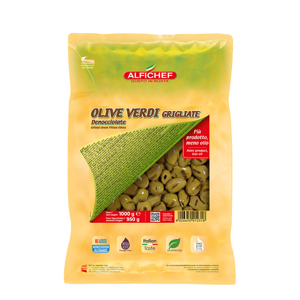 Grilled and pitted green olives 1000g